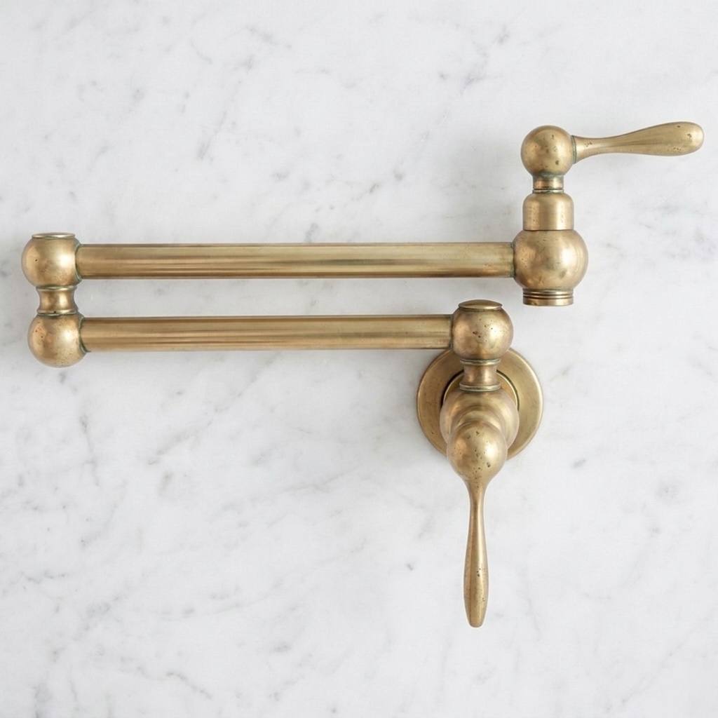 Haven Unlacquered Brass Wall Mount Pot Filler | Lever Handle