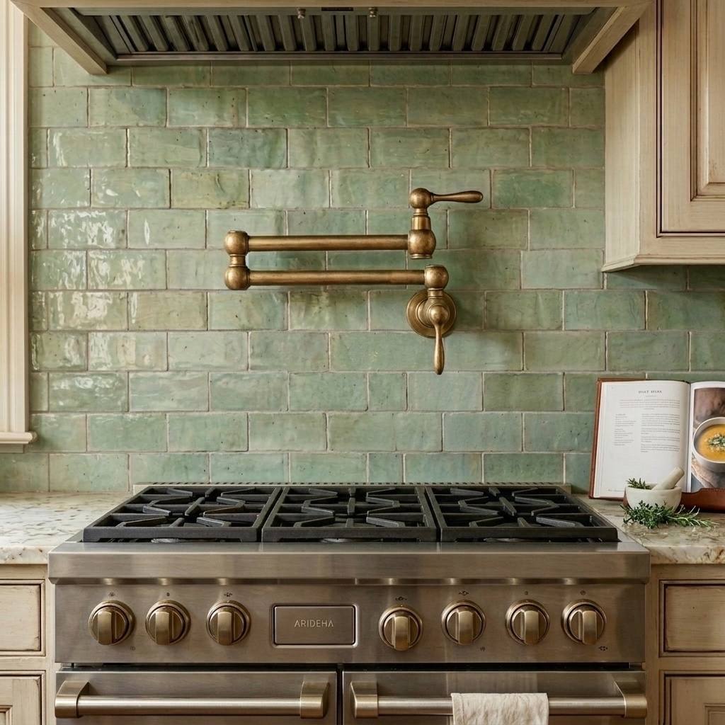 Haven Unlacquered Brass Wall Mount Pot Filler | Lever Handle