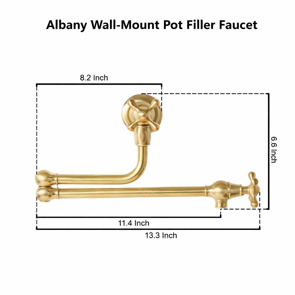 Albany Unlacquered Brass Wall Mount Pot Filler Faucet