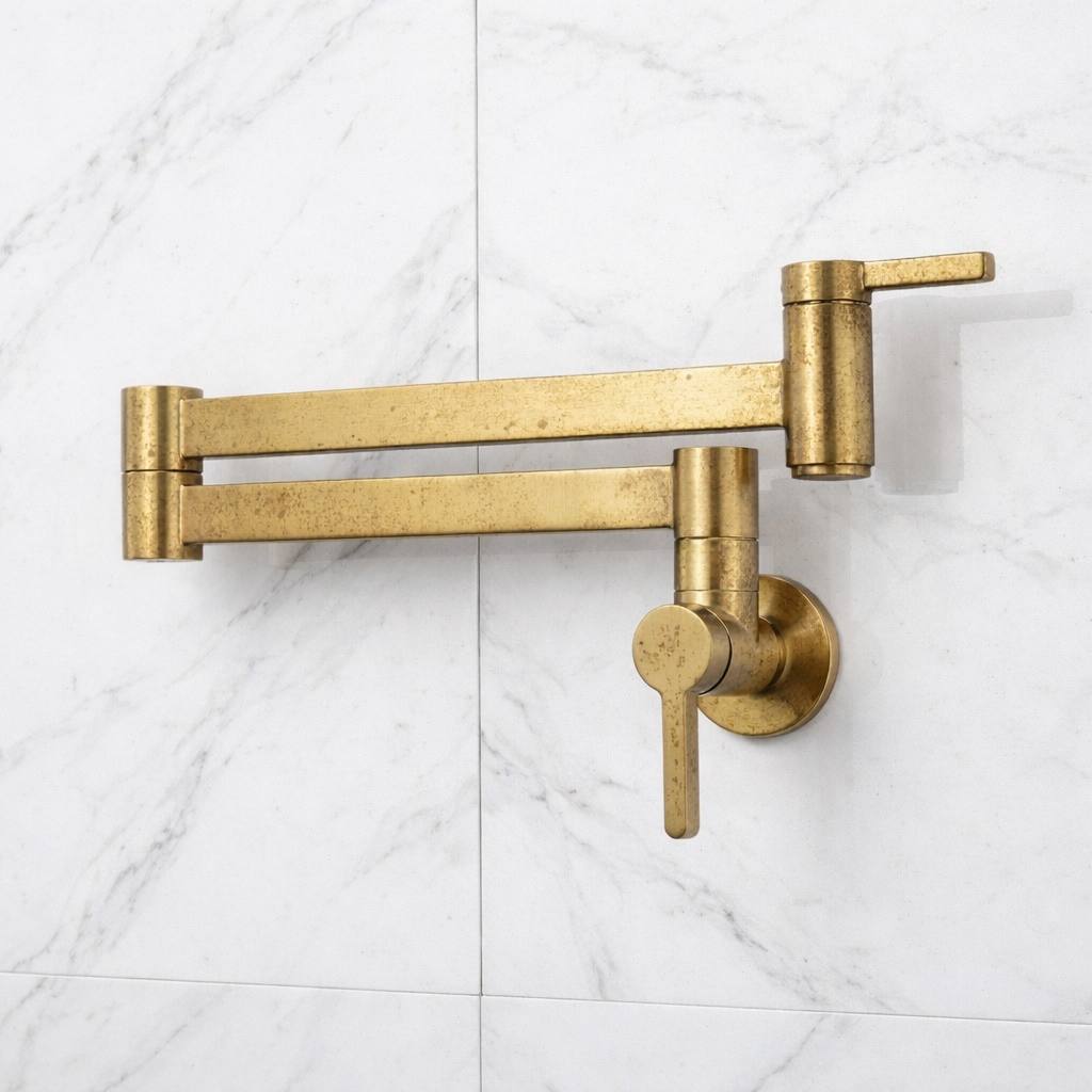 Taous Unlacquered Brass Wall Mount Pot Filler Faucet
