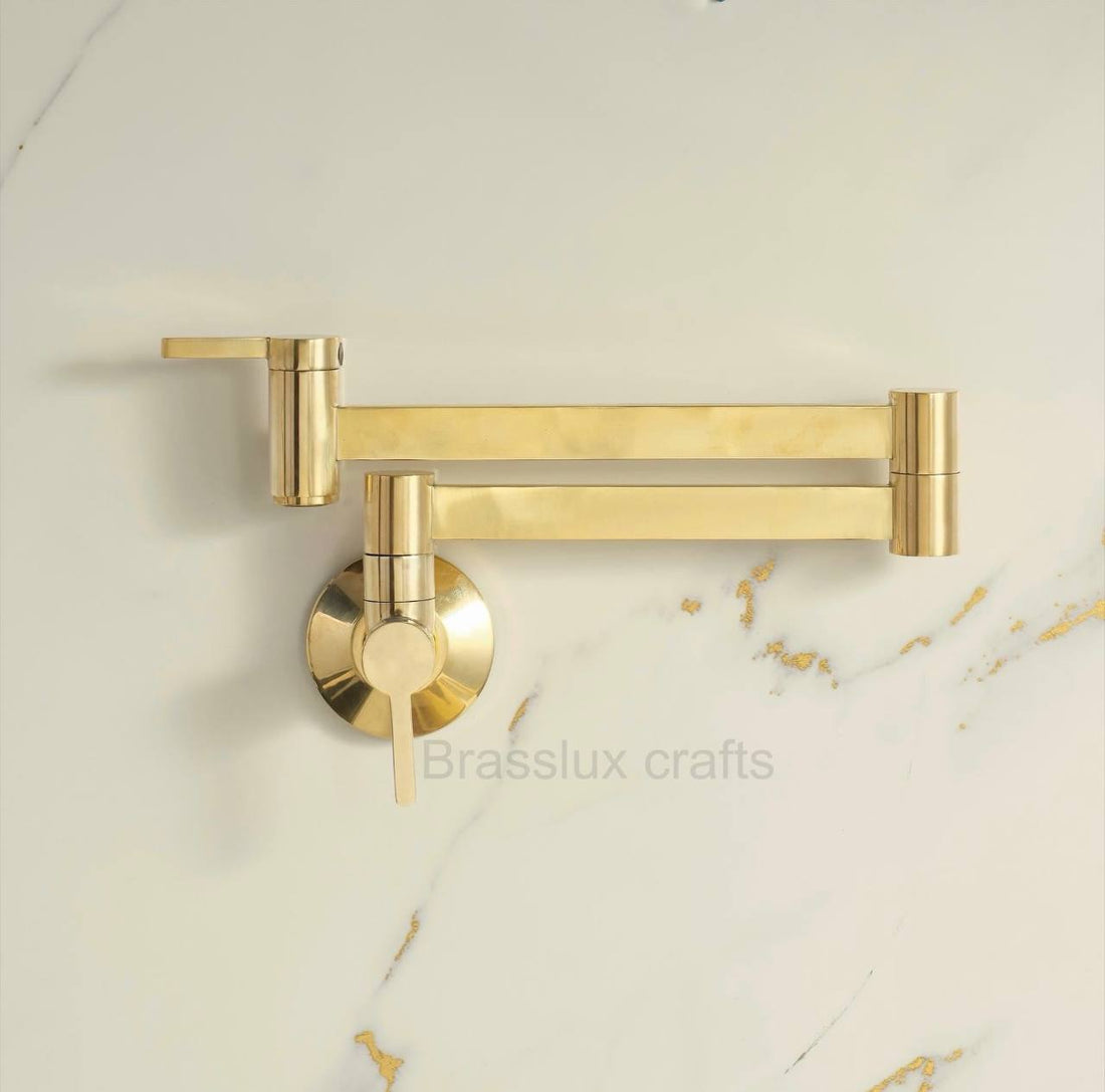 Taous Unlacquered Brass Wall Mount Pot Filler Faucet