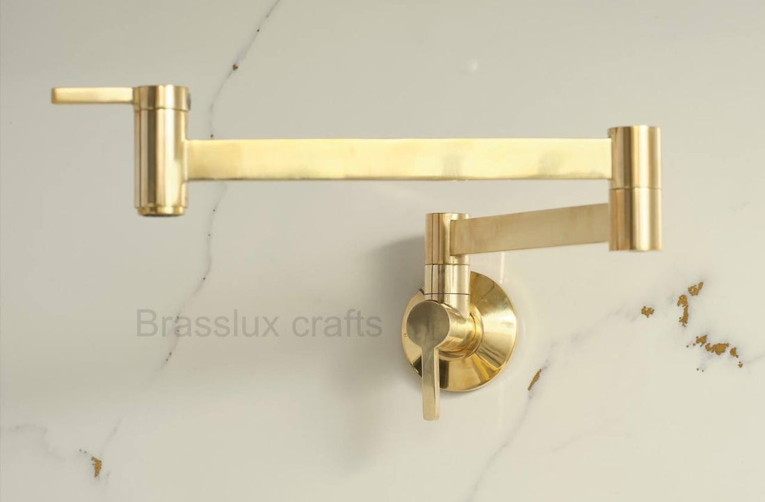 Taous Unlacquered Brass Wall Mount Pot Filler Faucet