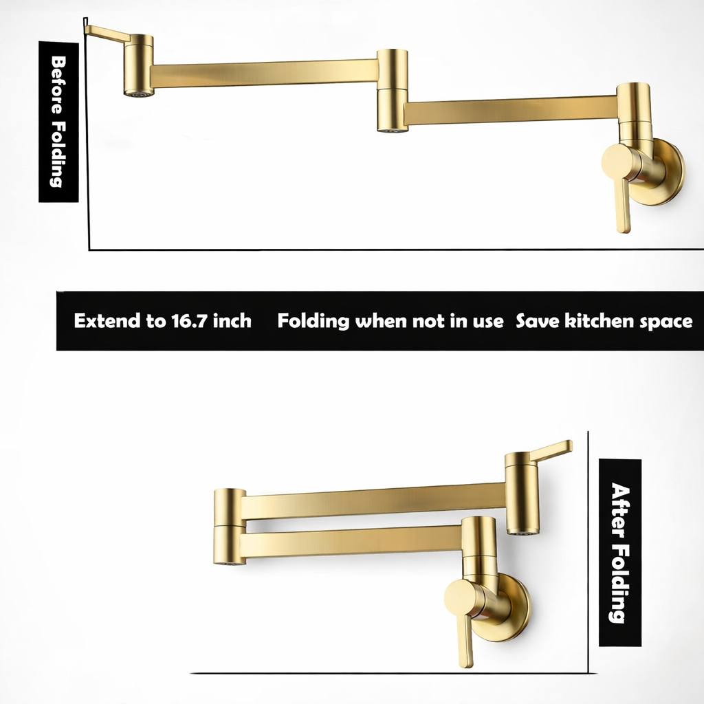 Taous Unlacquered Brass Wall Mount Pot Filler Faucet