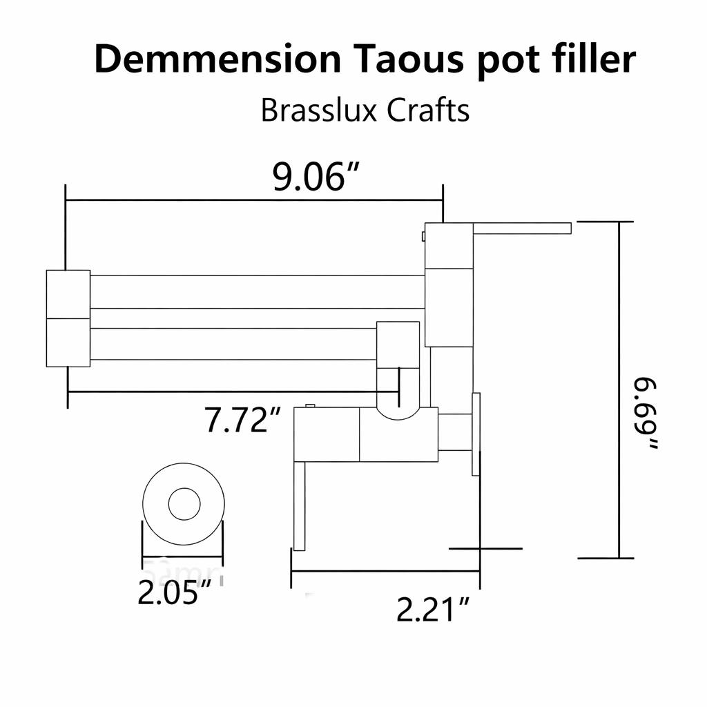 Taous Unlacquered Brass Wall Mount Pot Filler Faucet