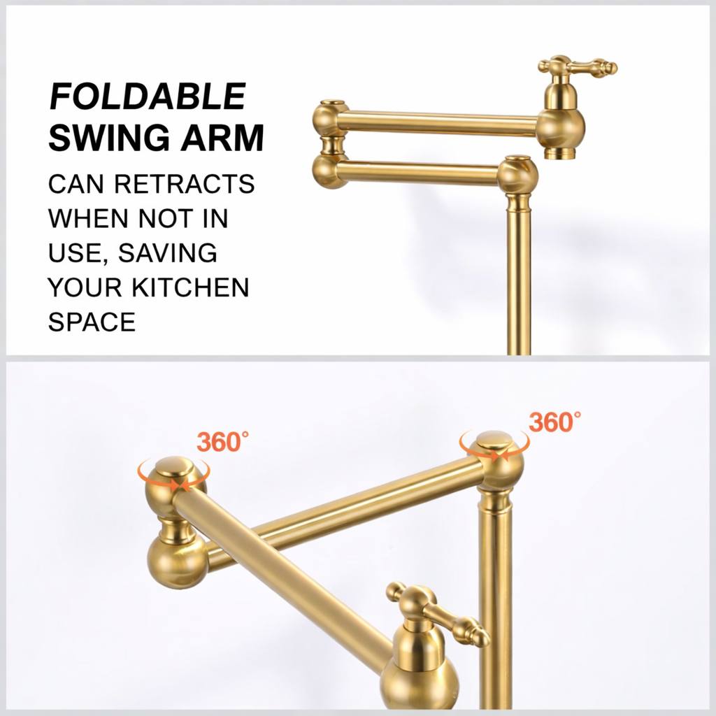 Deck-Mount Unlacquered Brass Pot Filler Faucet