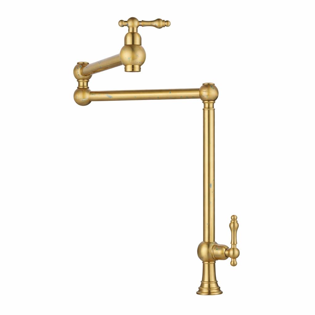 Deck-Mount Unlacquered Brass Pot Filler Faucet
