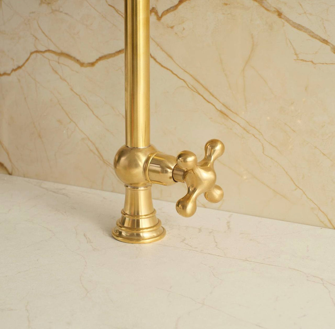 Deck-Mount Unlacquered Brass Pot Filler Faucet