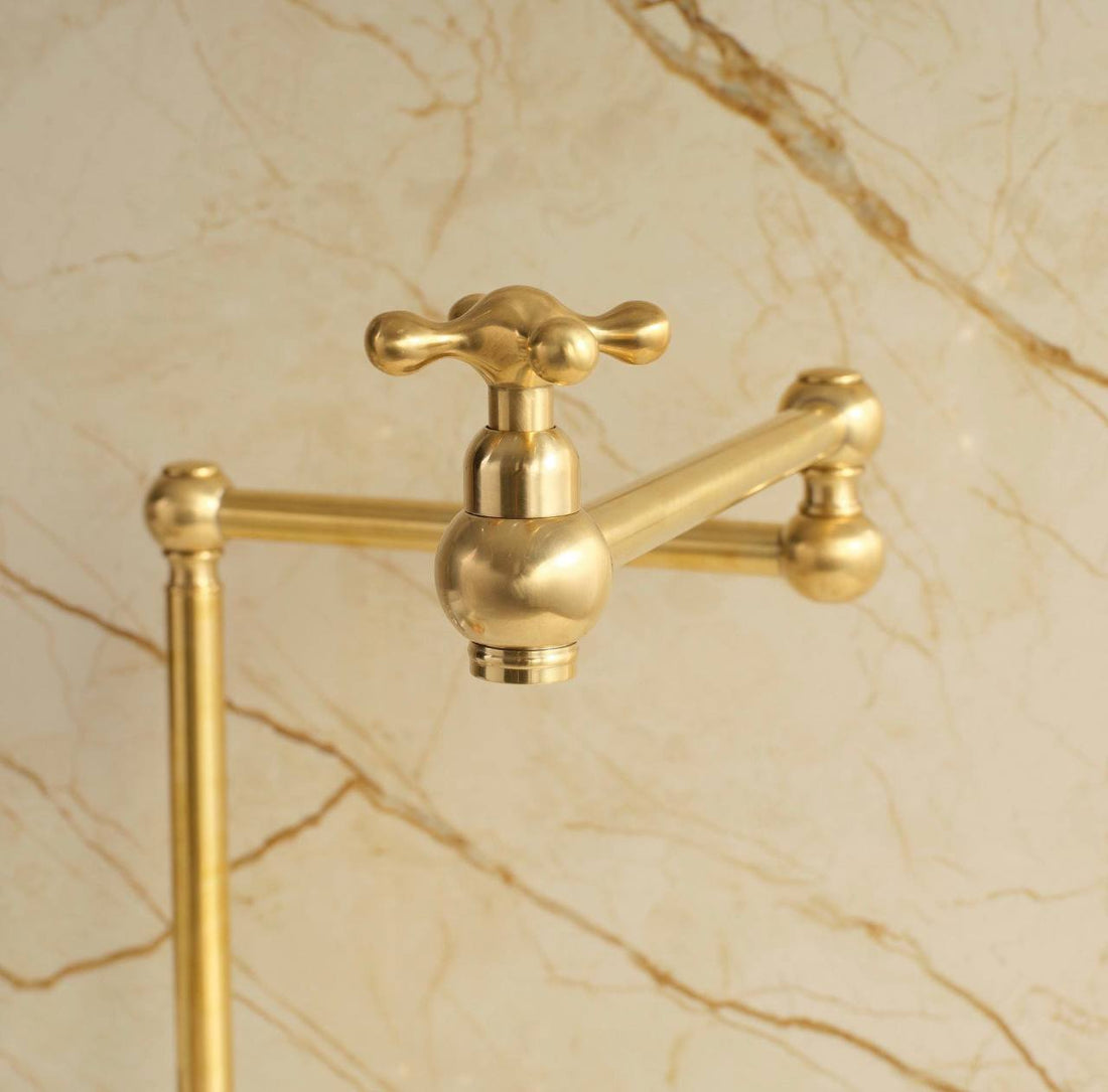 Deck-Mount Unlacquered Brass Pot Filler Faucet