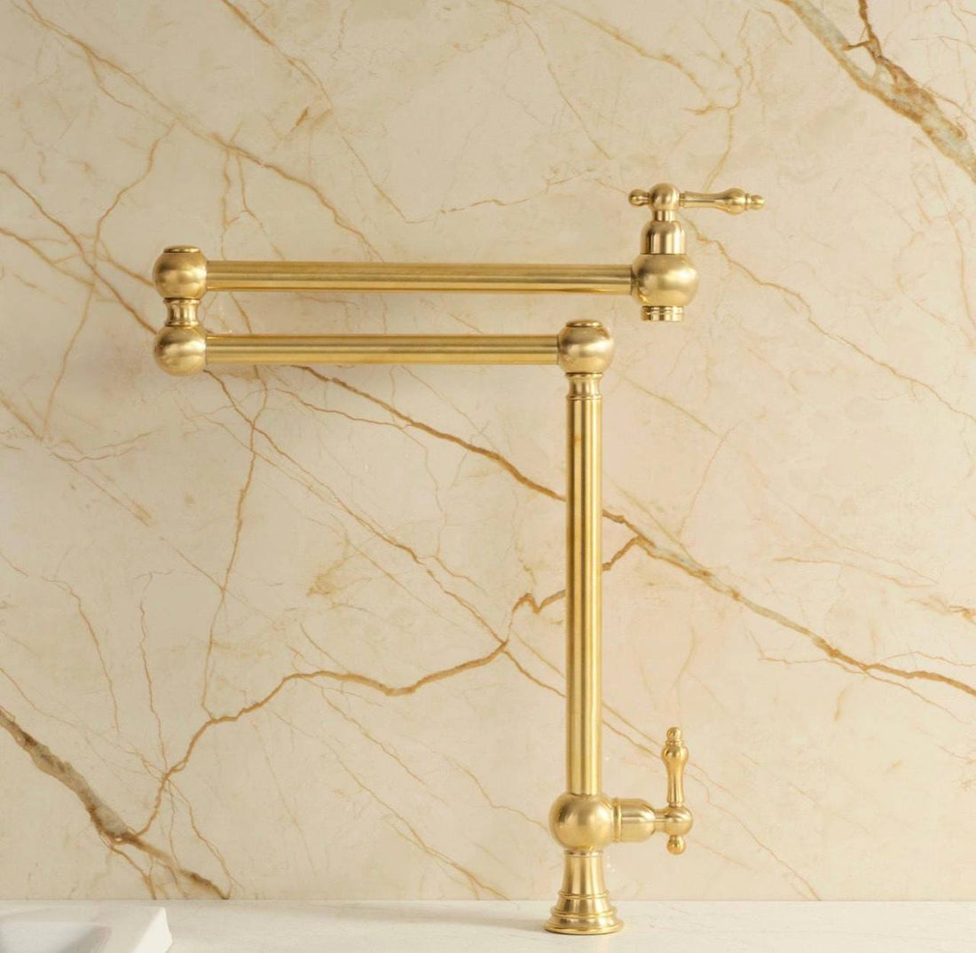 Deck-Mount Unlacquered Brass Pot Filler Faucet
