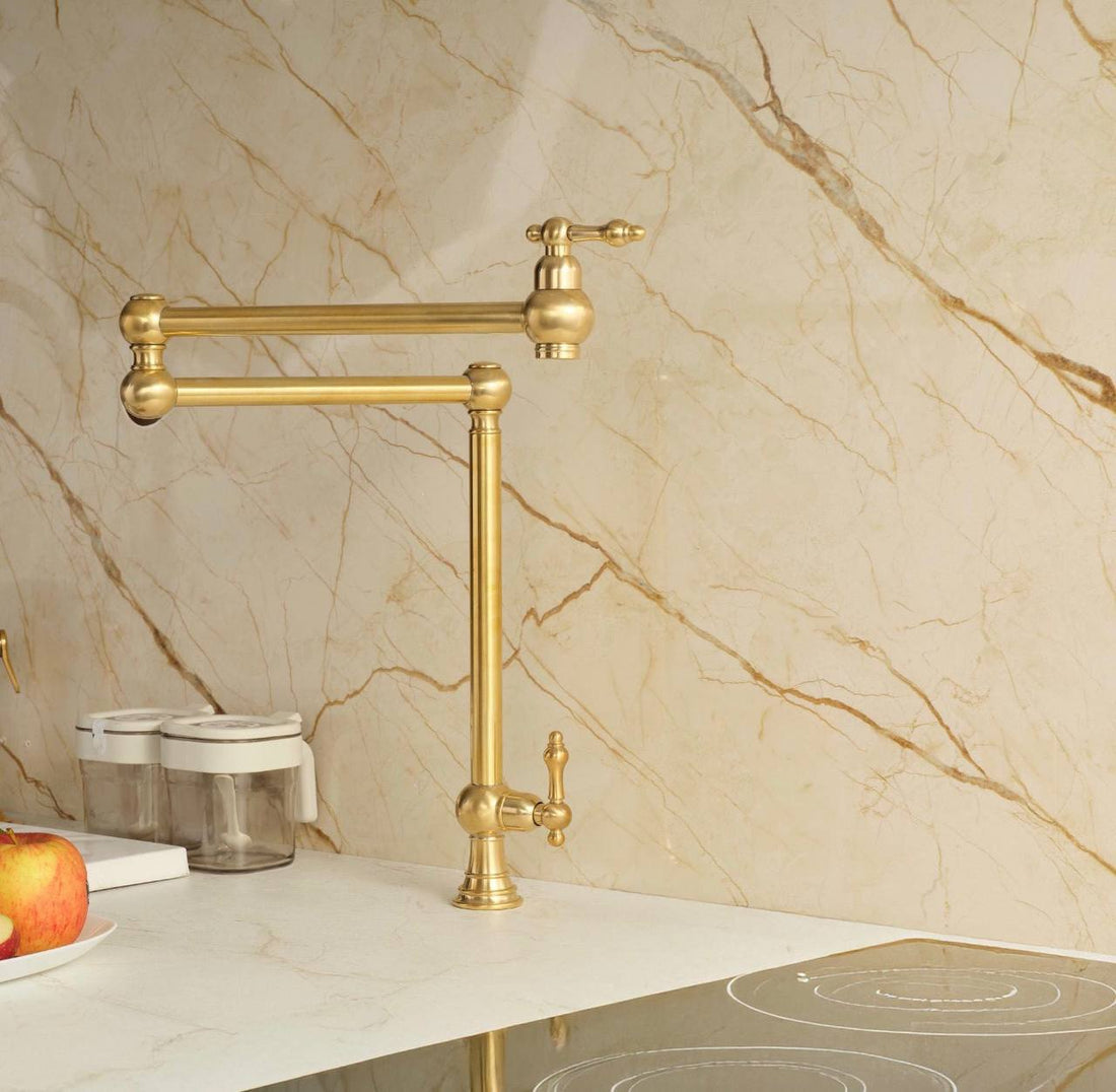Deck-Mount Unlacquered Brass Pot Filler Faucet