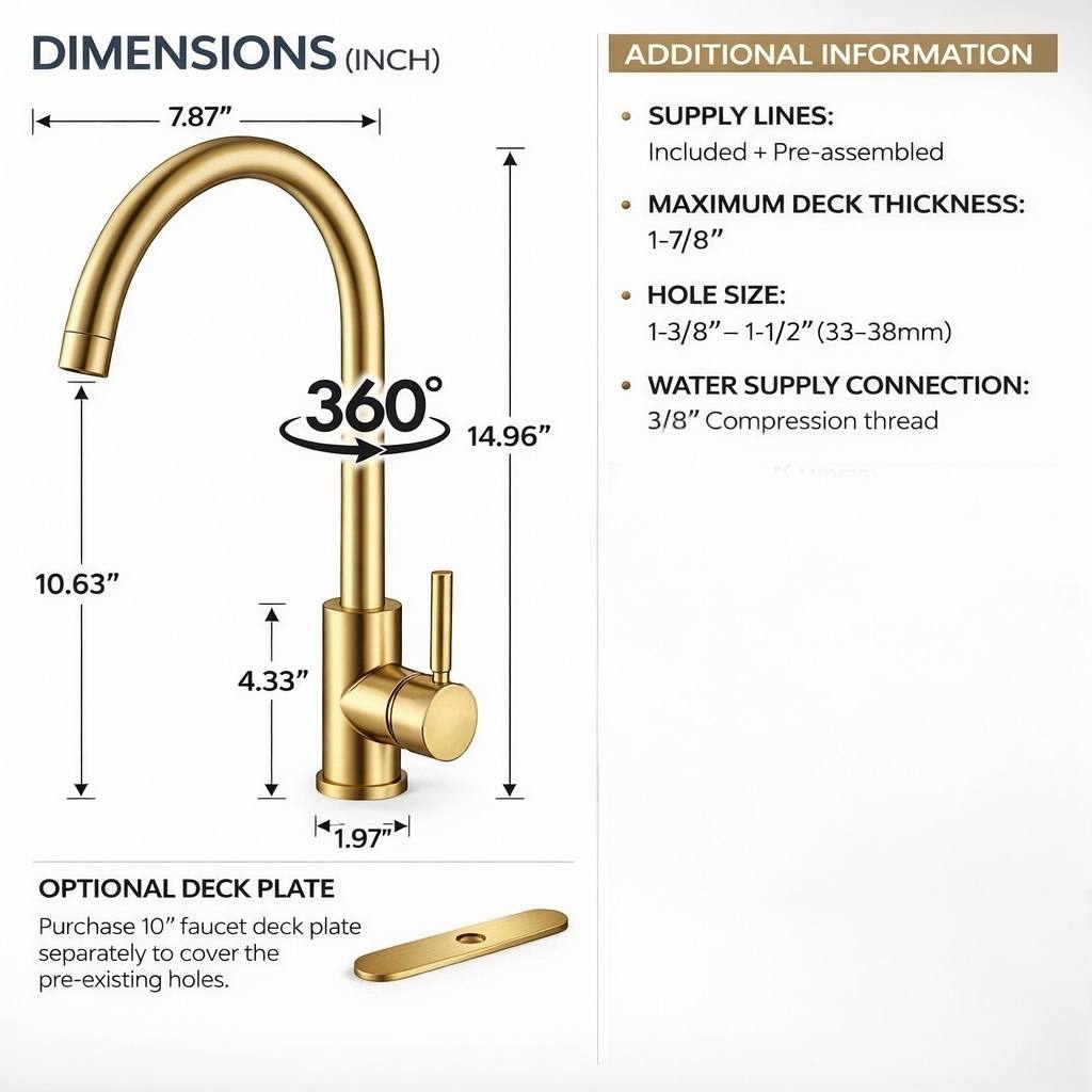 Basin Single-Hole Bar Faucet – Unlacquered Brass