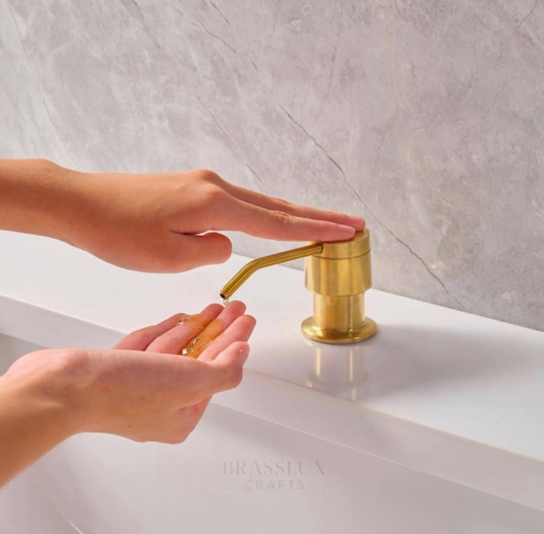 Unlacquered Brass Soap & Lotion Dispenser for Kitchen Sink