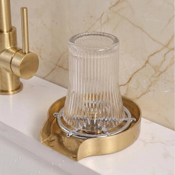 brass shower system with rainfall head and exposed pipe design