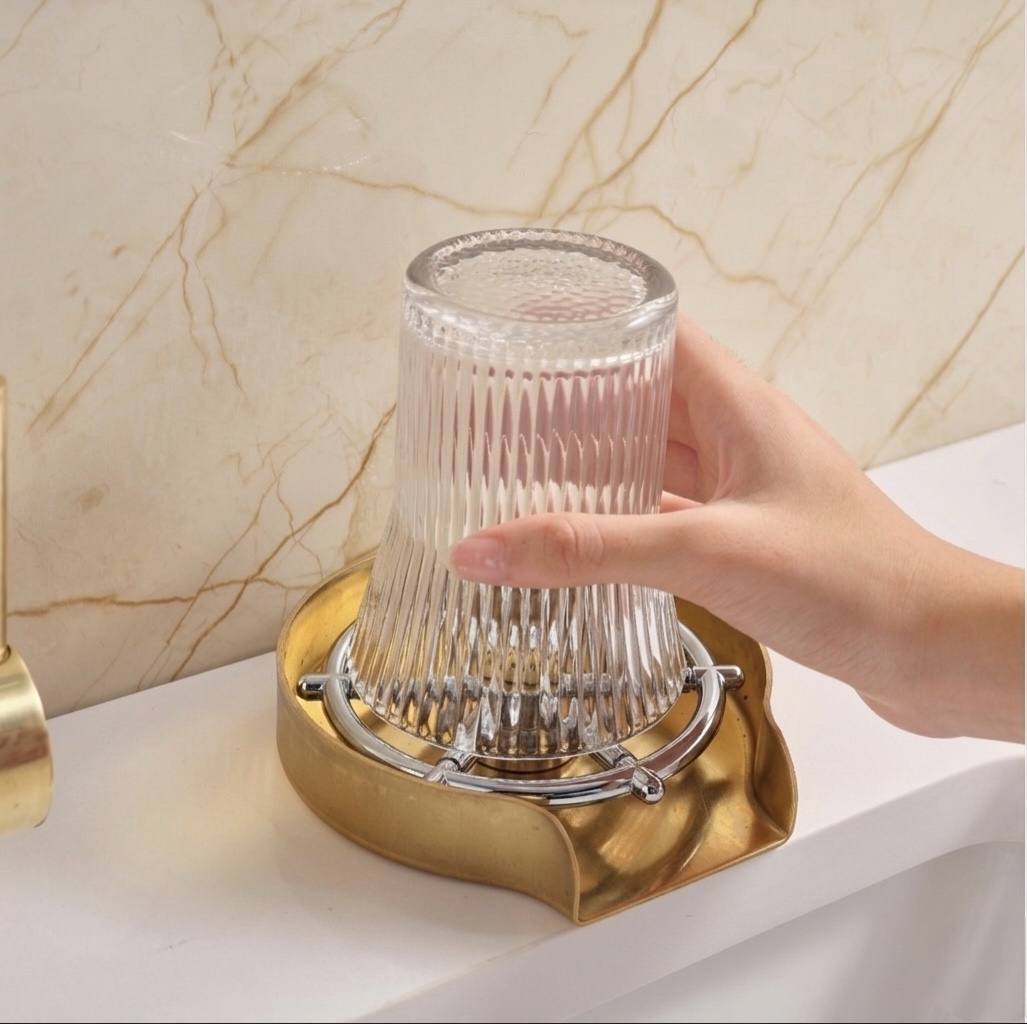 Unlacquered Brass Glass Rinser for Kitchen Sink