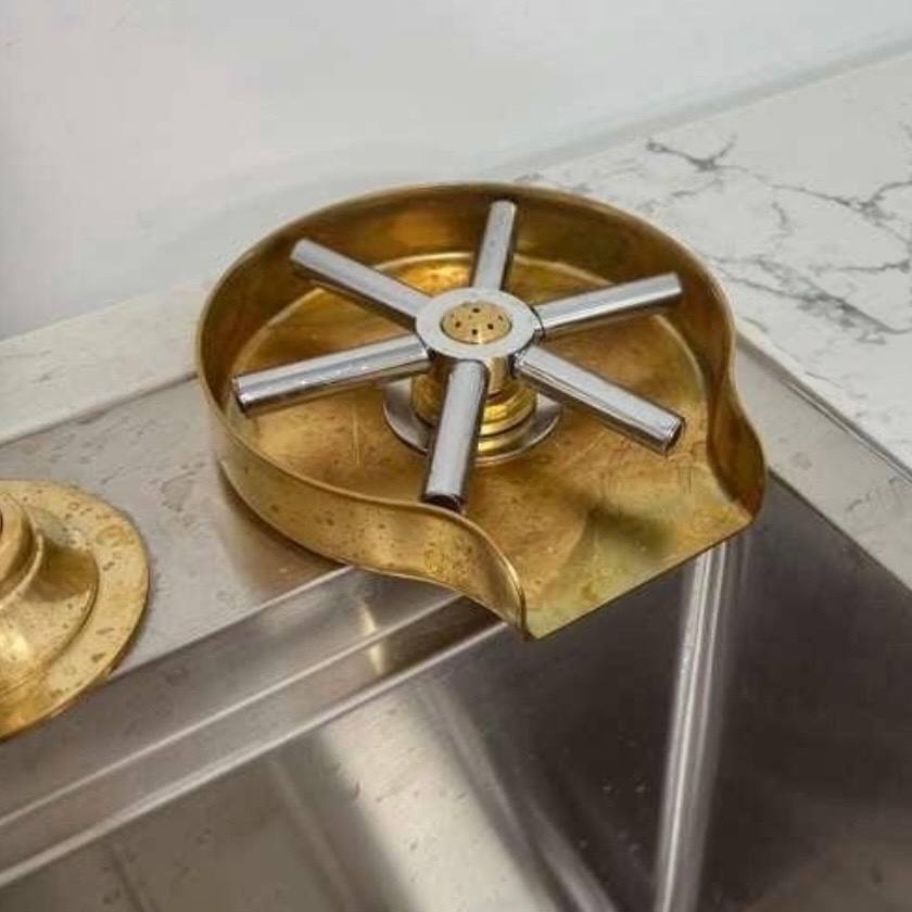 Unlacquered Brass Glass Rinser for Kitchen Sink