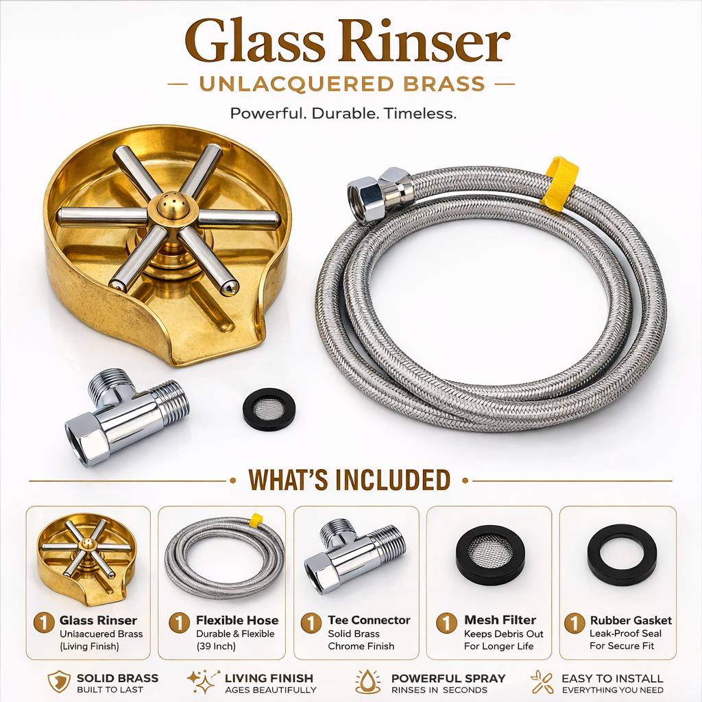 Unlacquered Brass Glass Rinser for Kitchen Sink
