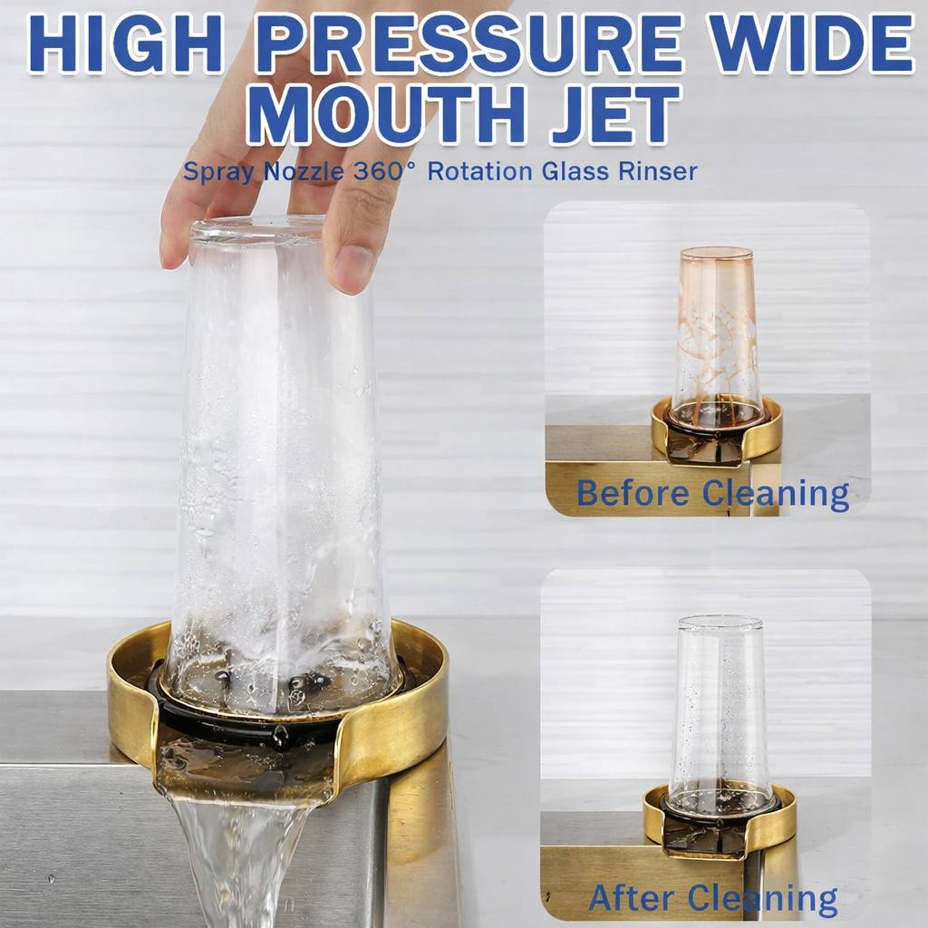 Unlacquered Brass Glass Rinser for Kitchen Sink