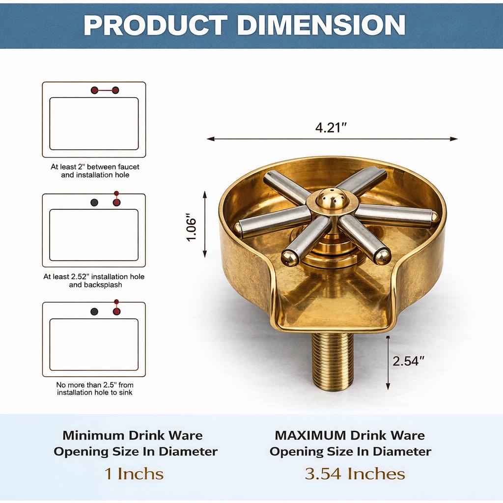 Unlacquered Brass Glass Rinser for Kitchen Sink