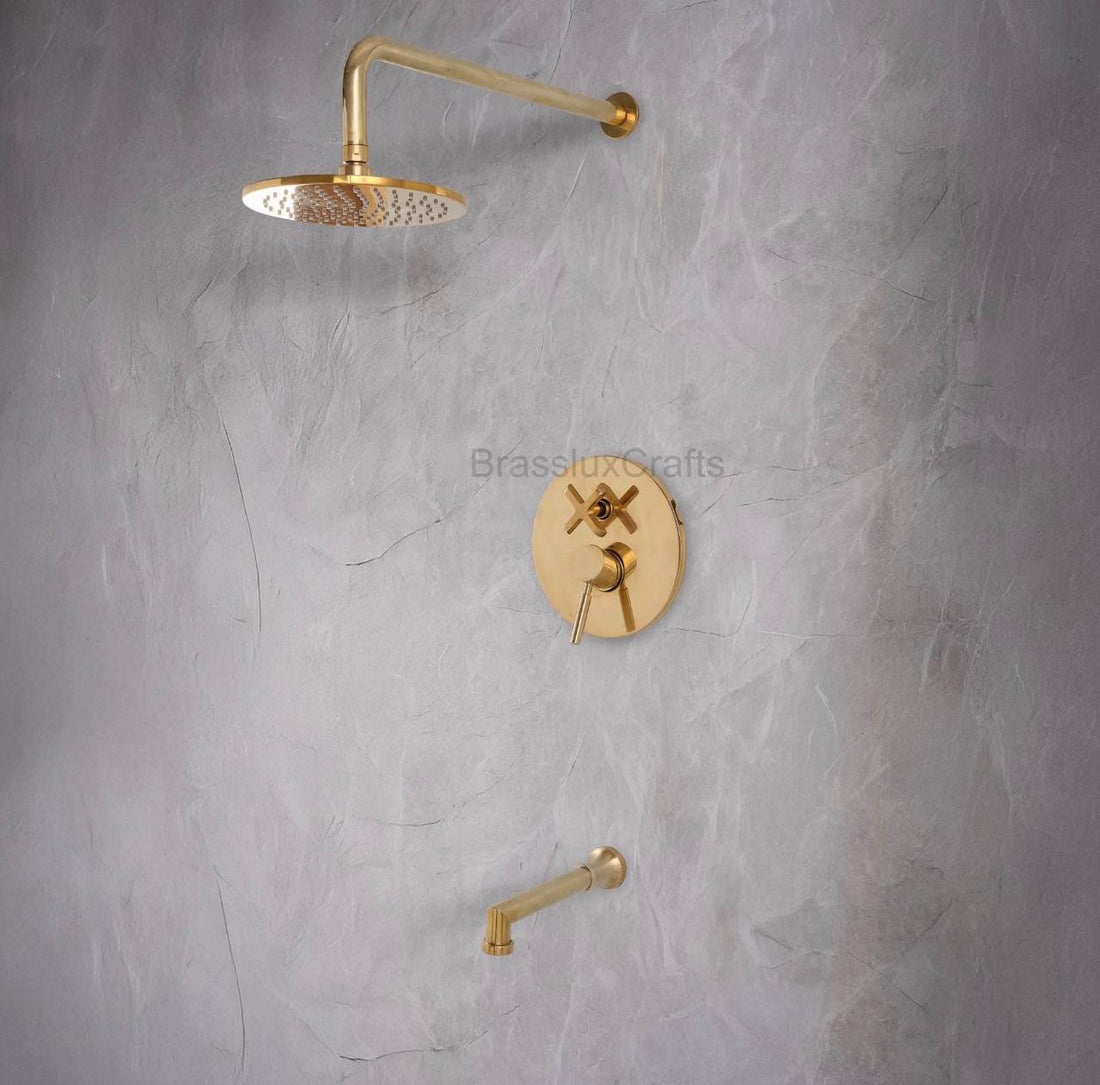 BANO Unlacquered Brass Tub & Shower System with Valve