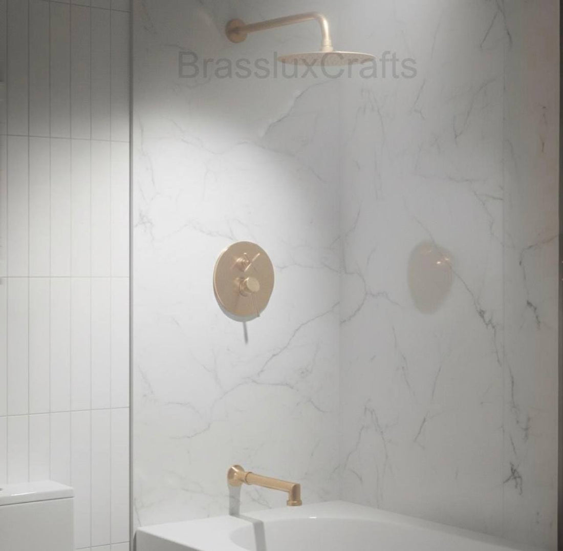 BANO Unlacquered Brass Tub & Shower System with Valve