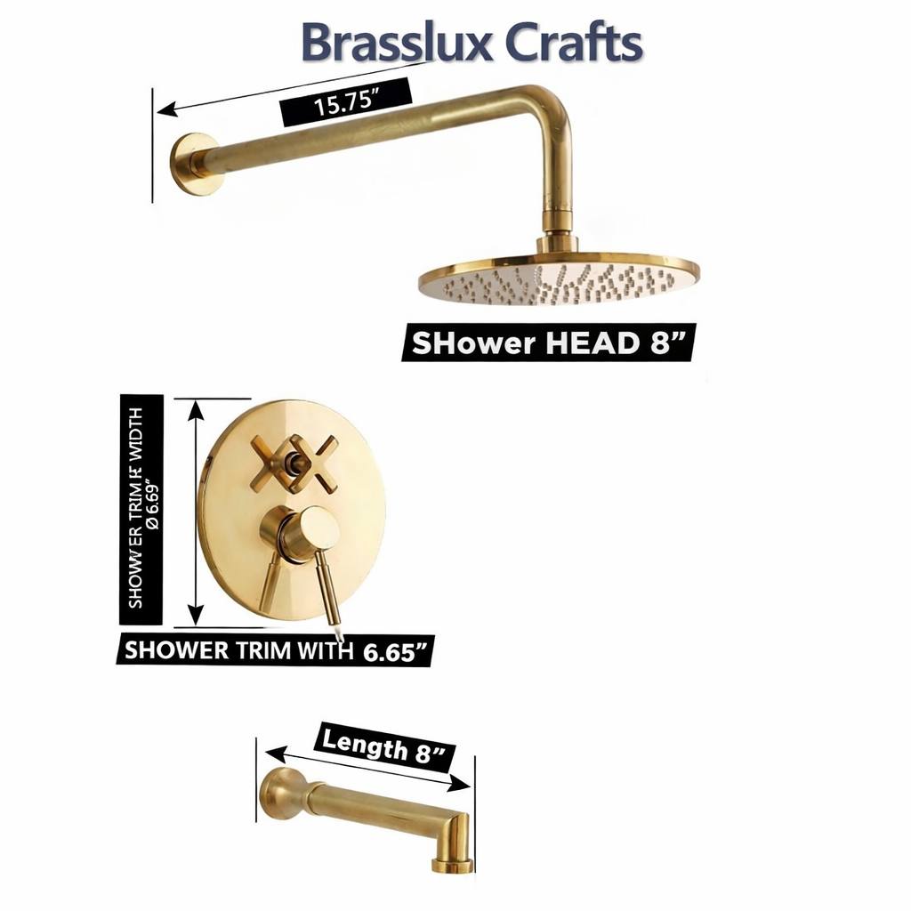 BANO Unlacquered Brass Tub & Shower System with Valve