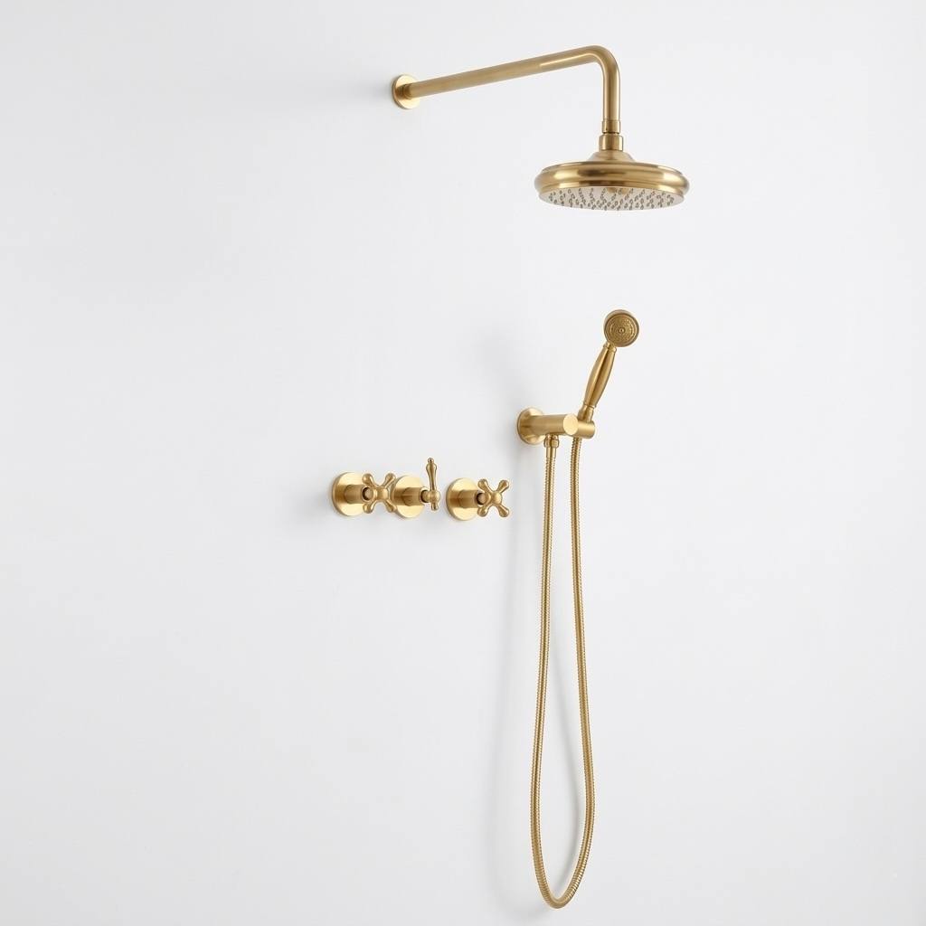 NOVA Unlacquered Brass Rainfall Shower System
