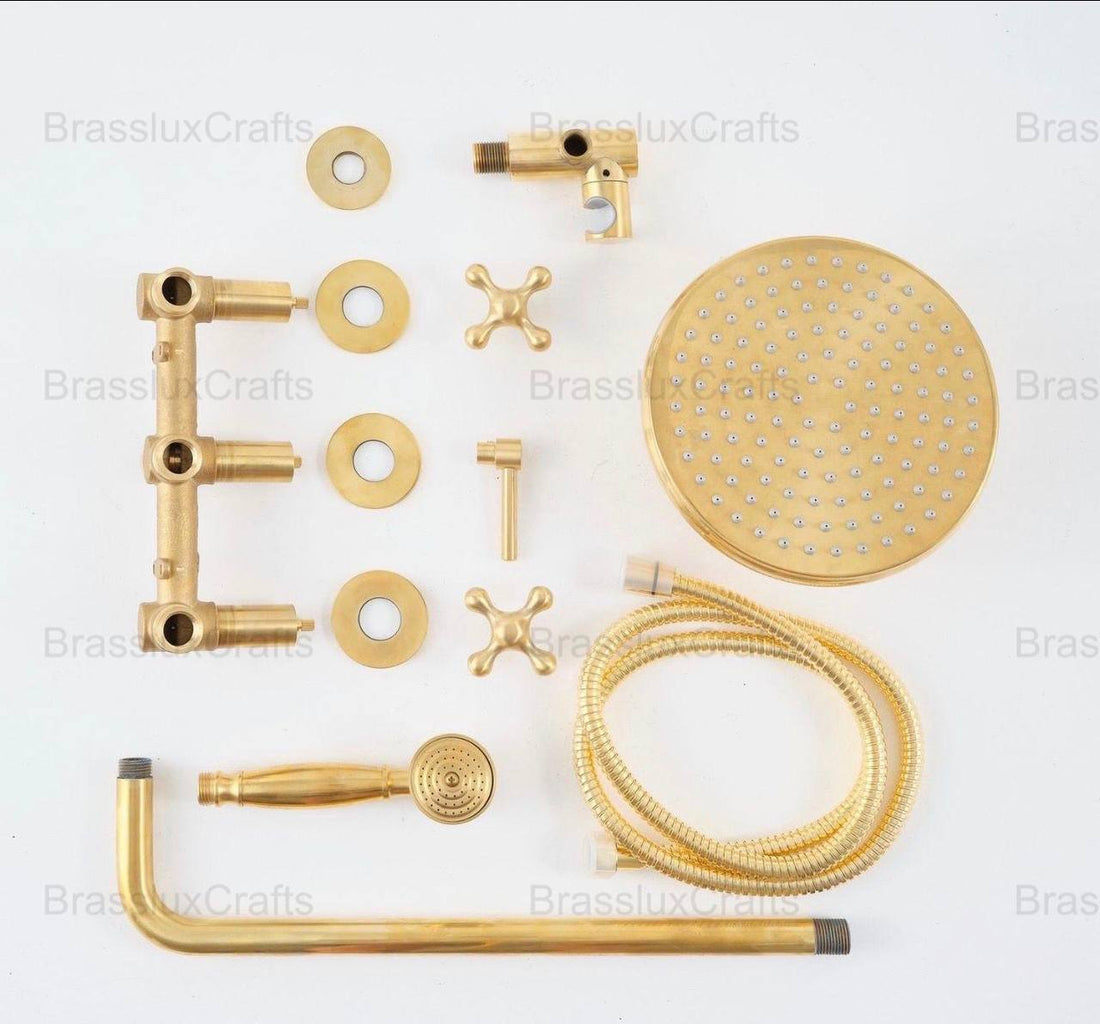 NOVA Unlacquered Brass Rainfall Shower System
