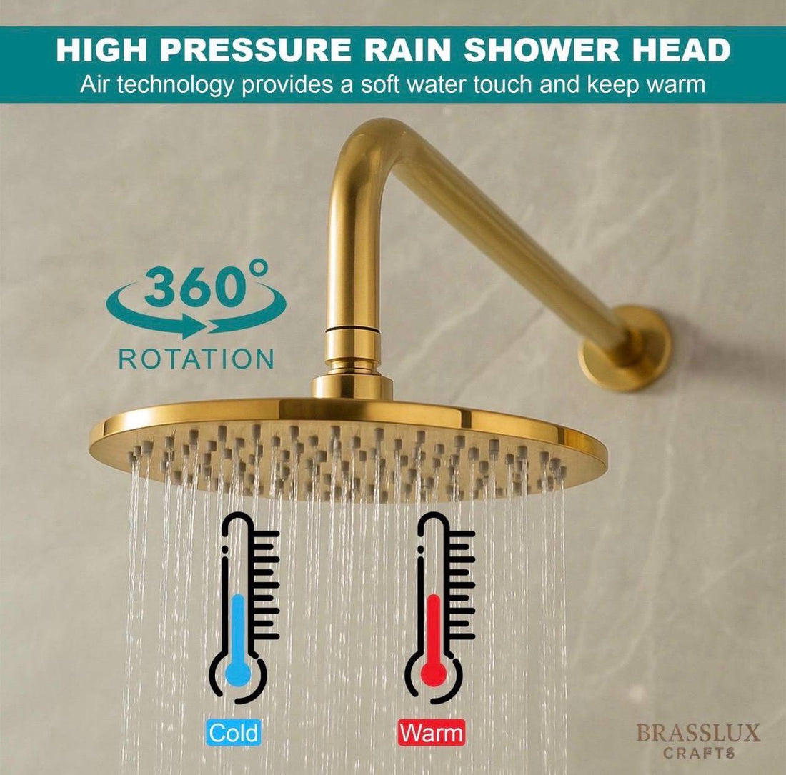 NOVA Unlacquered Brass Rainfall Shower System
