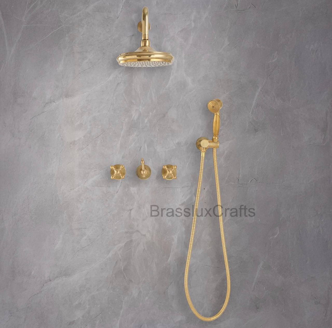 NOVA Unlacquered Brass Rainfall Shower System