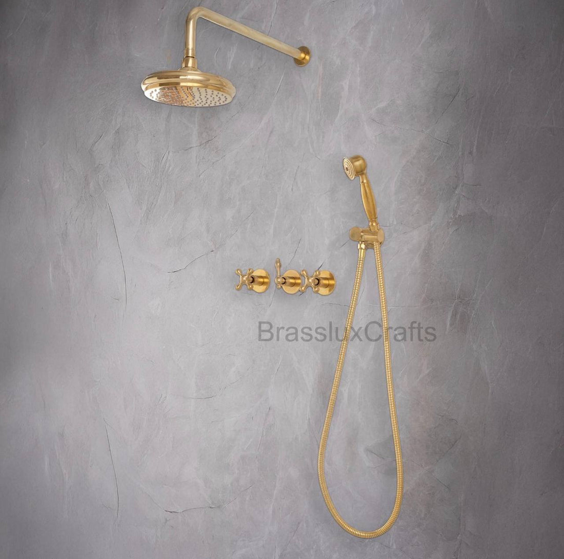 NOVA Unlacquered Brass Rainfall Shower System