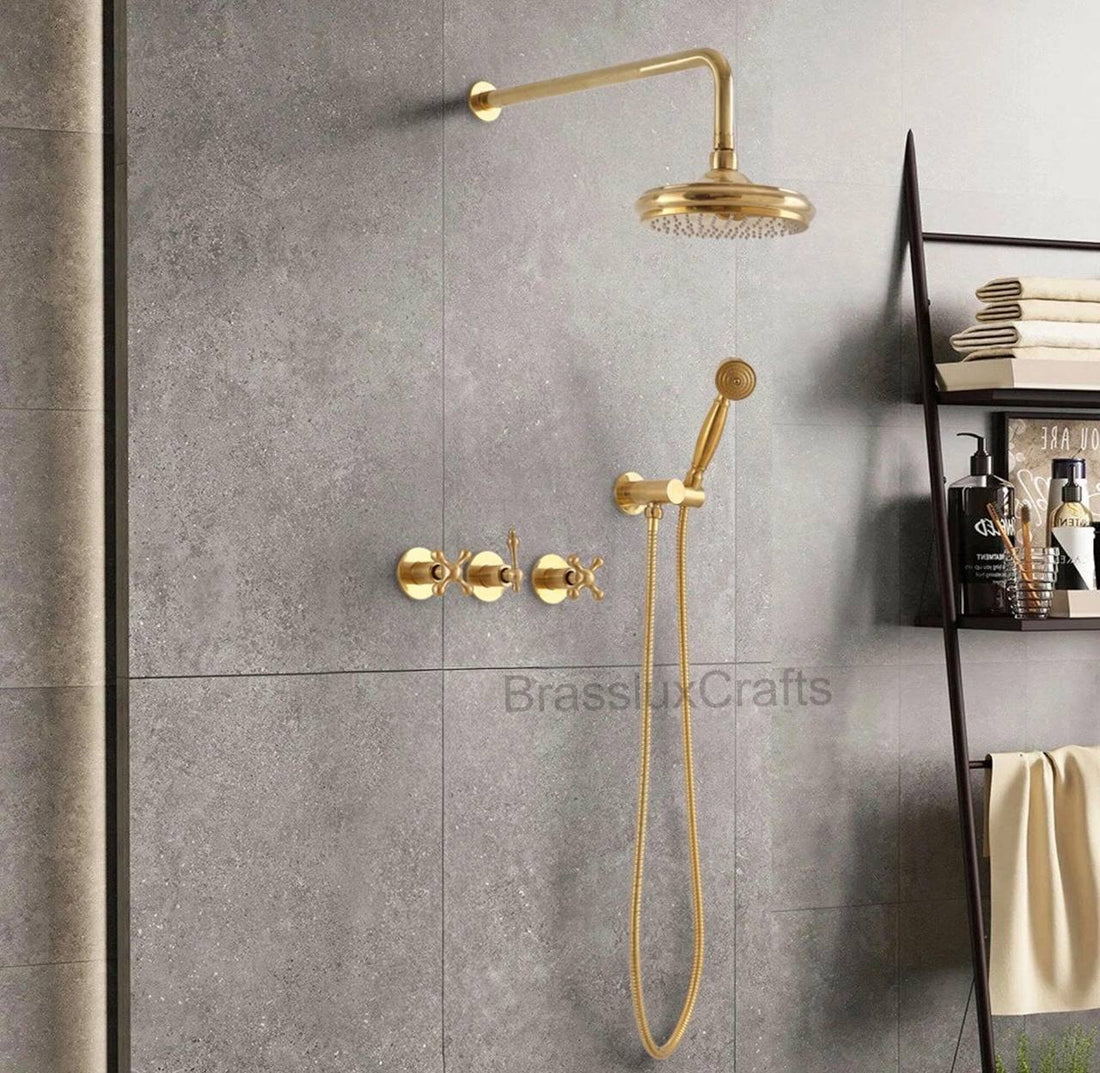 NOVA Unlacquered Brass Rainfall Shower System