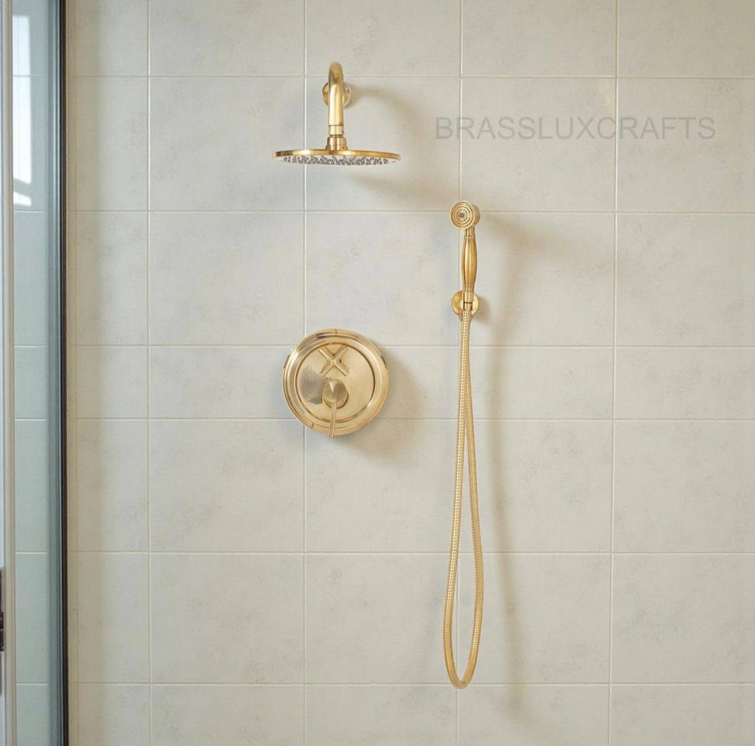 OSLO Unlacquered Brass Rainfall Shower System