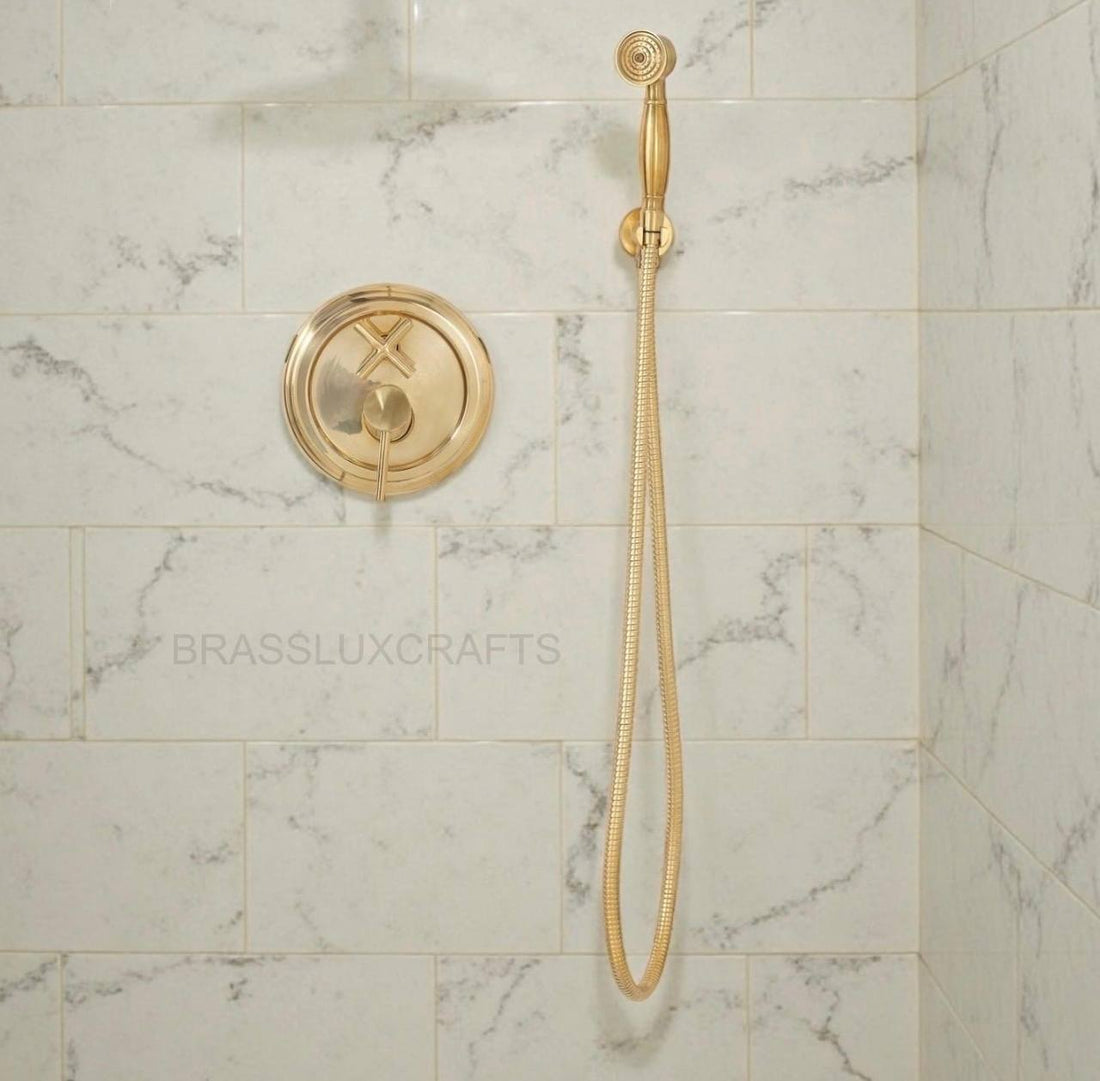 OSLO Unlacquered Brass Rainfall Shower System