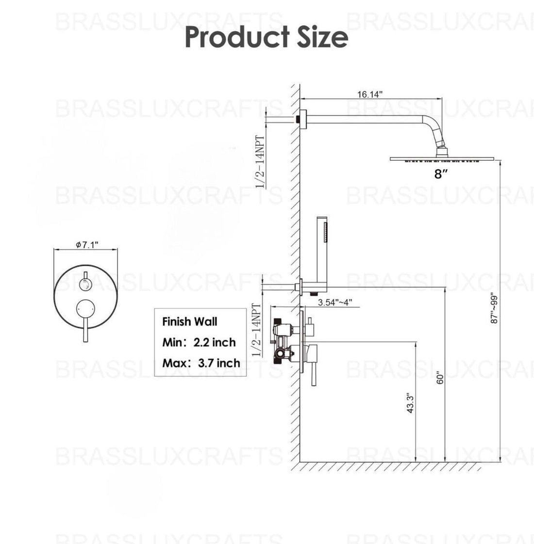 OSLO Unlacquered Brass Rainfall Shower System