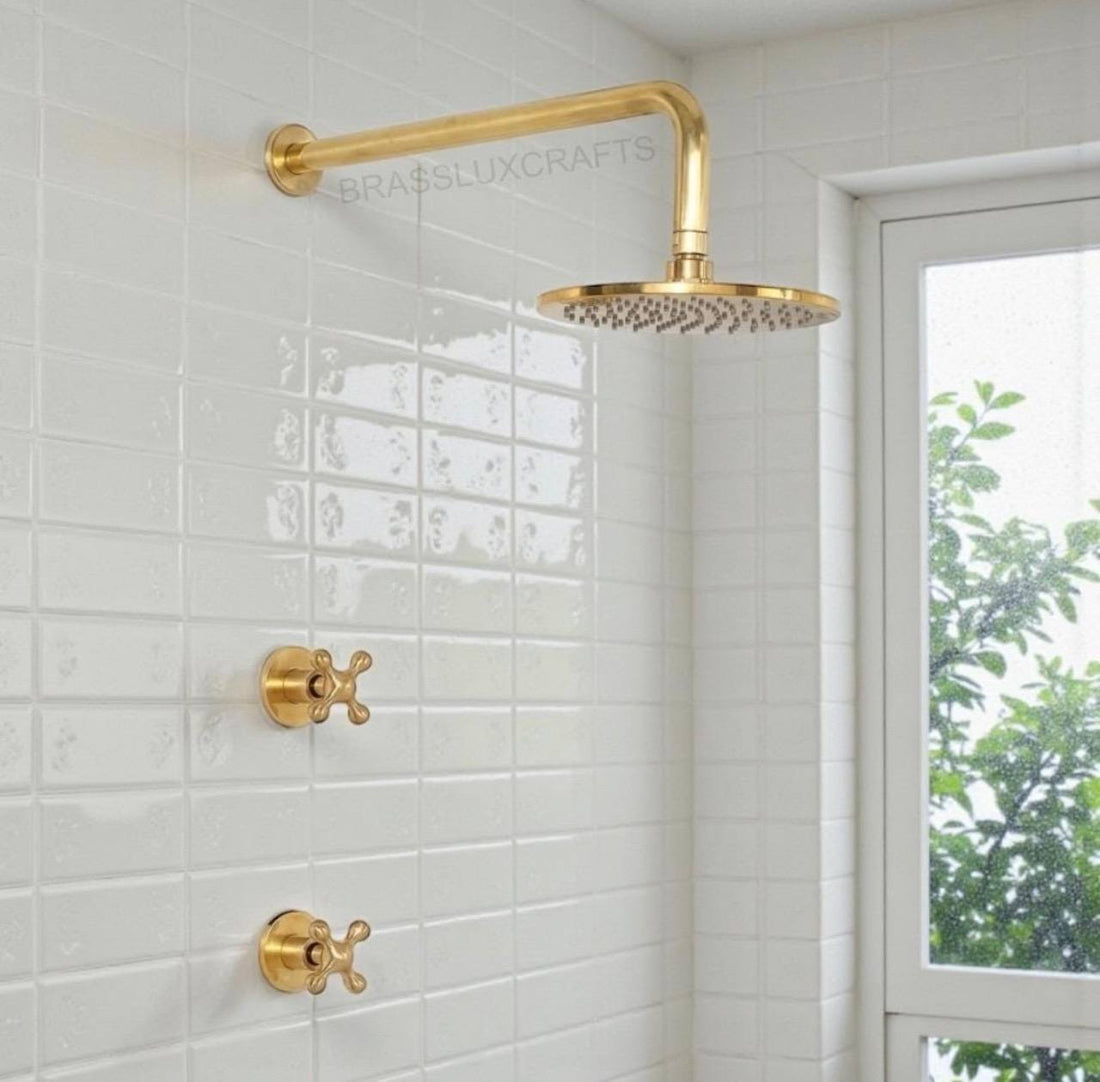 Newark Unlacquered Brass Rain Shower System