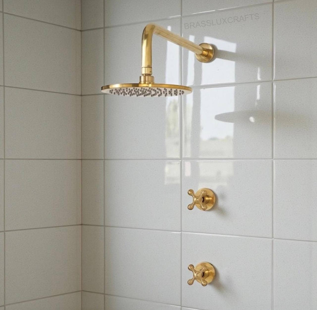 Newark Unlacquered Brass Rain Shower System