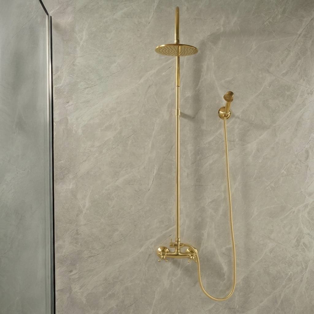 Seattle Unlacquered Brass Exposed Pipe Wall-Mount Shower