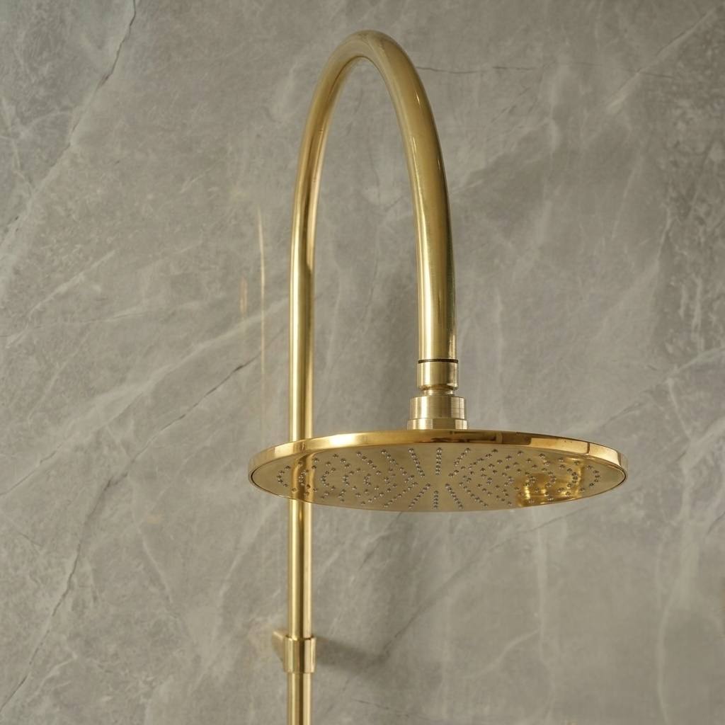 Seattle Unlacquered Brass Exposed Pipe Wall-Mount Shower