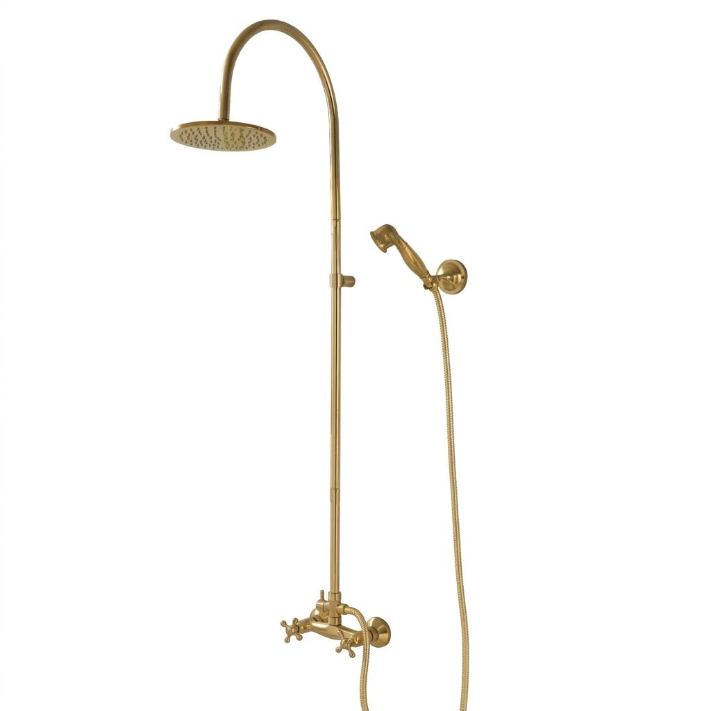 Seattle Unlacquered Brass Exposed Pipe Wall-Mount Shower