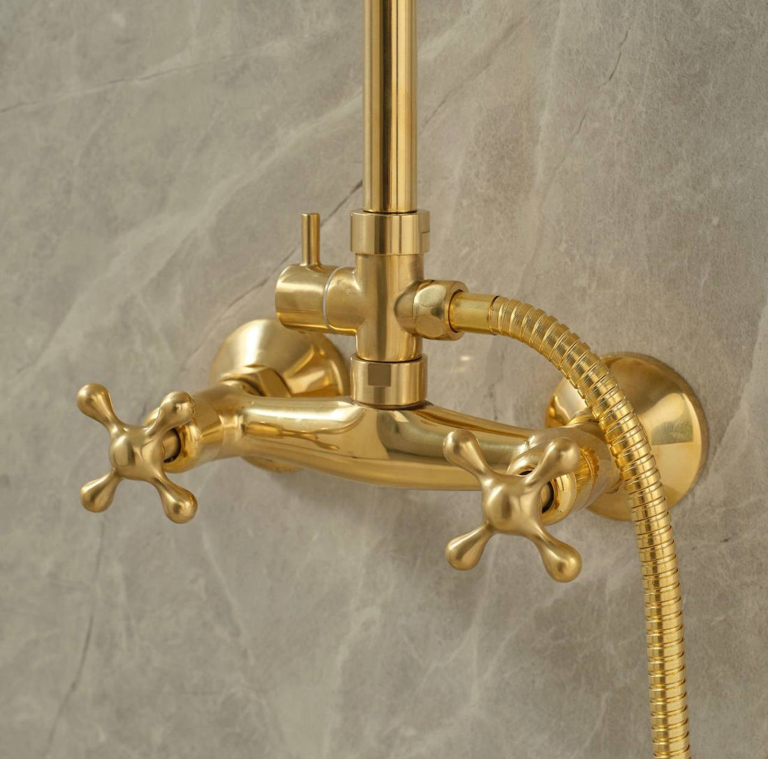 Seattle Unlacquered Brass Exposed Pipe Wall-Mount Shower