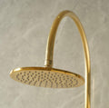 brass rainfall shower head with wall mount curved arm