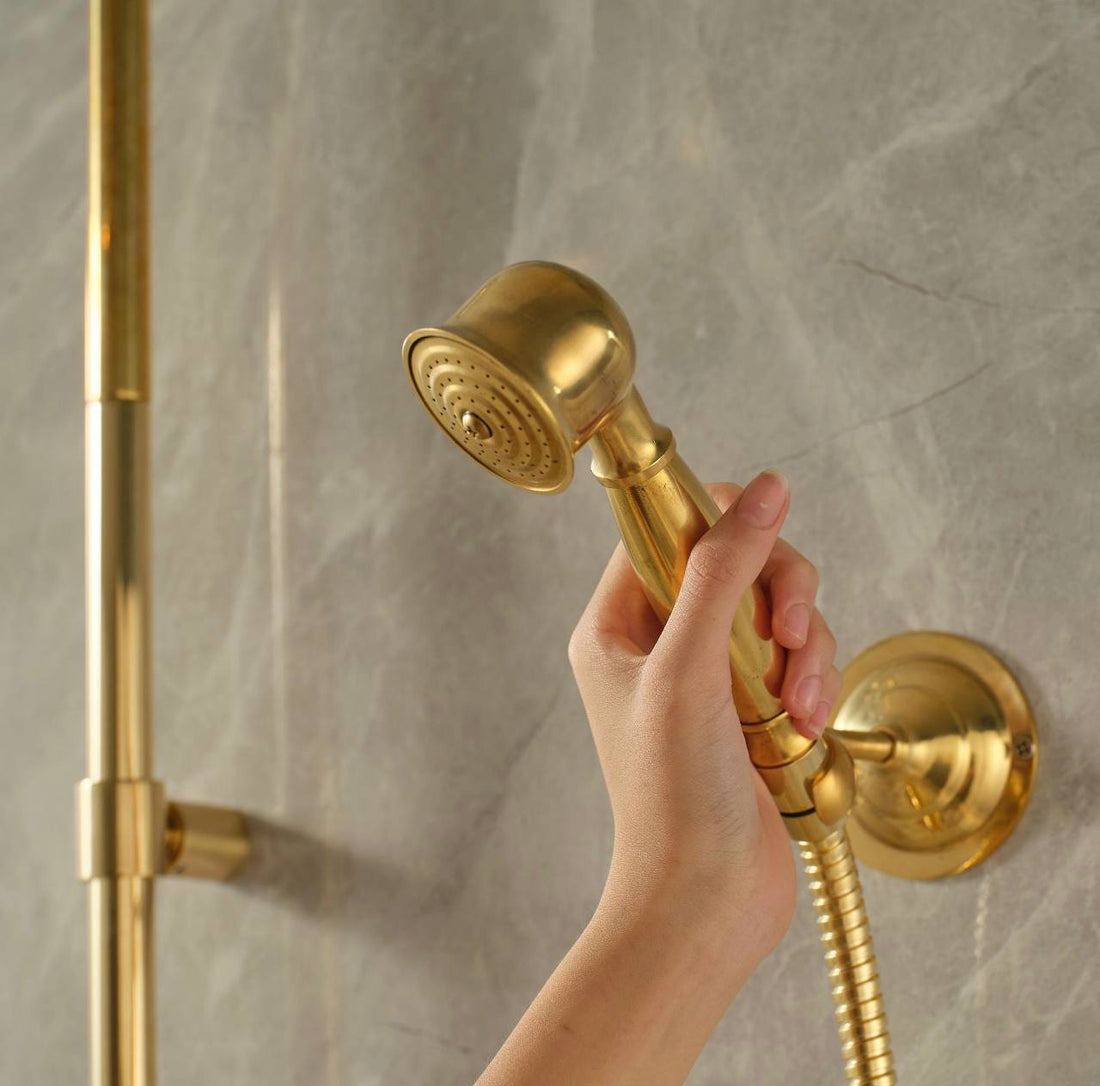 Seattle Unlacquered Brass Exposed Pipe Wall-Mount Shower