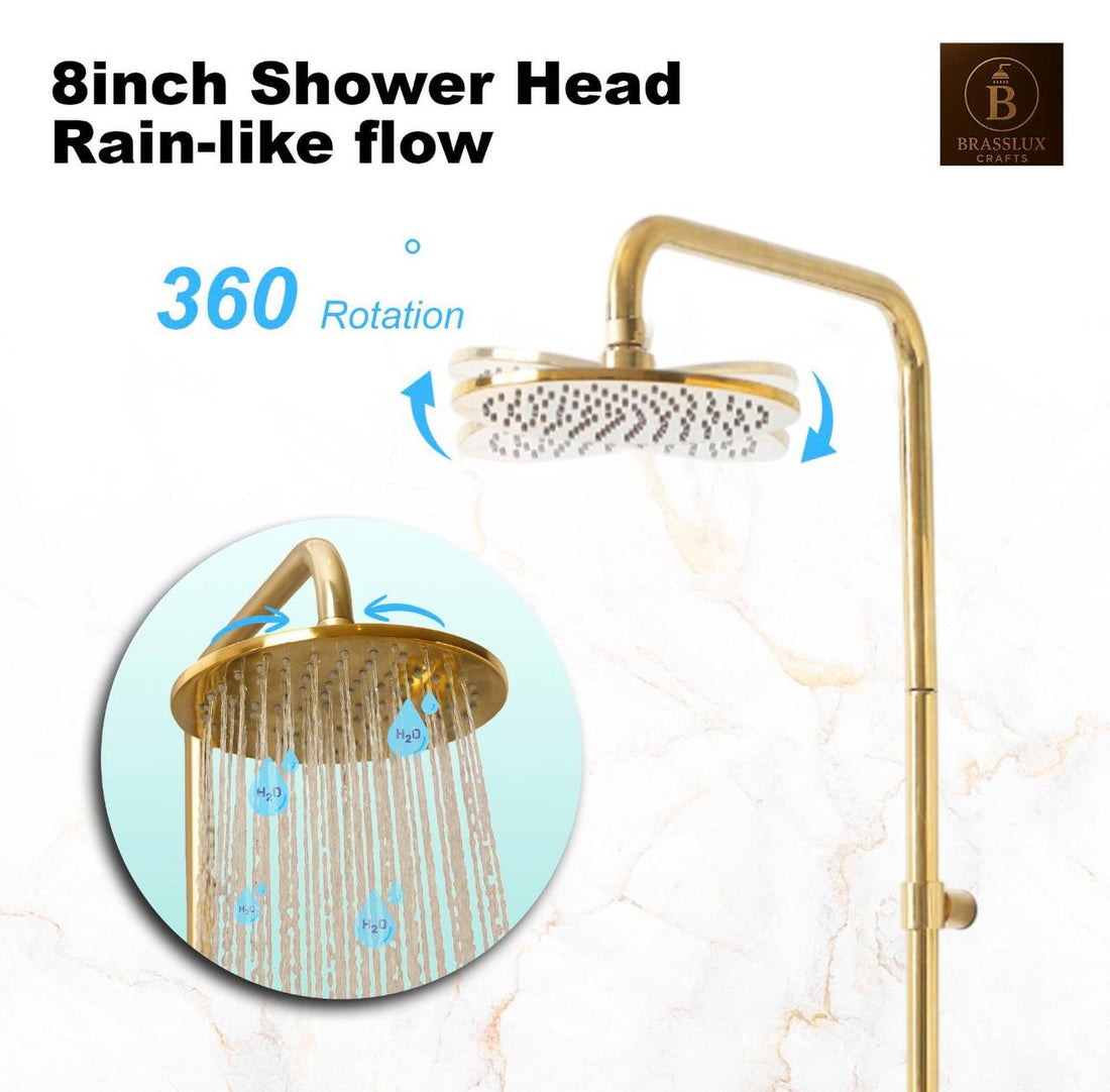Marino Unlacquered Brass Exposed Pipe Shower Set