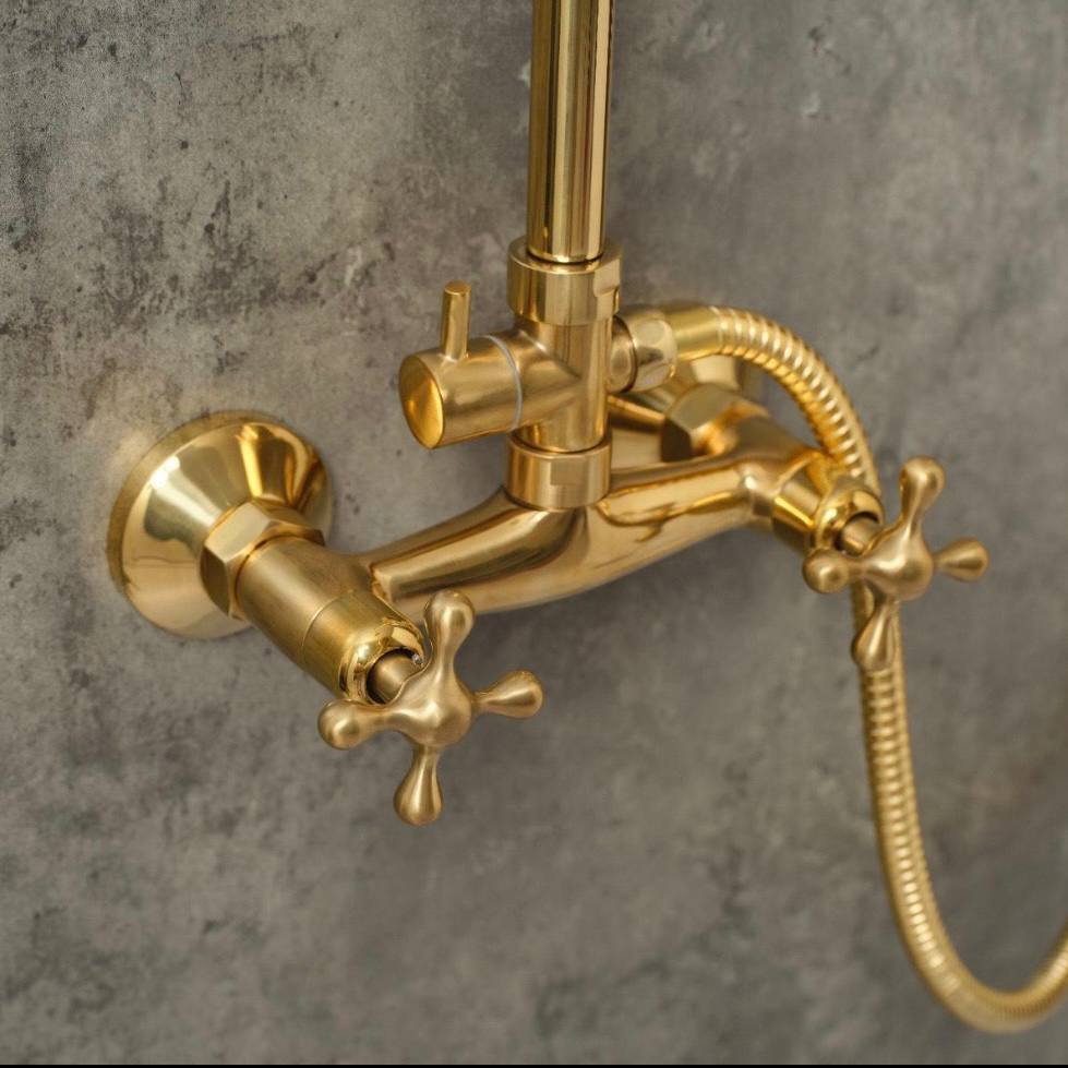 Marino Unlacquered Brass Exposed Pipe Shower Set