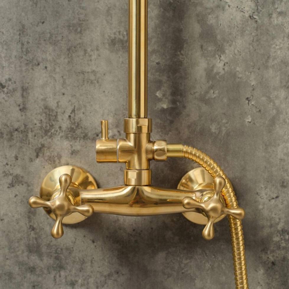 Marino Unlacquered Brass Exposed Pipe Shower Set