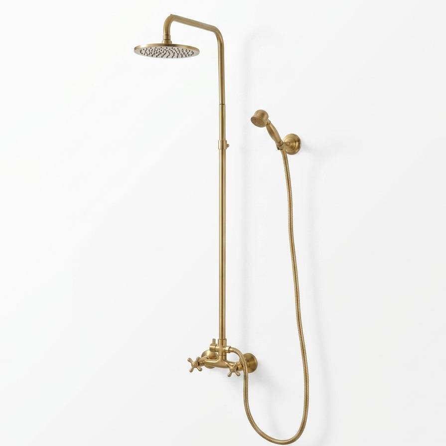 Marino Unlacquered Brass Exposed Pipe Shower Set