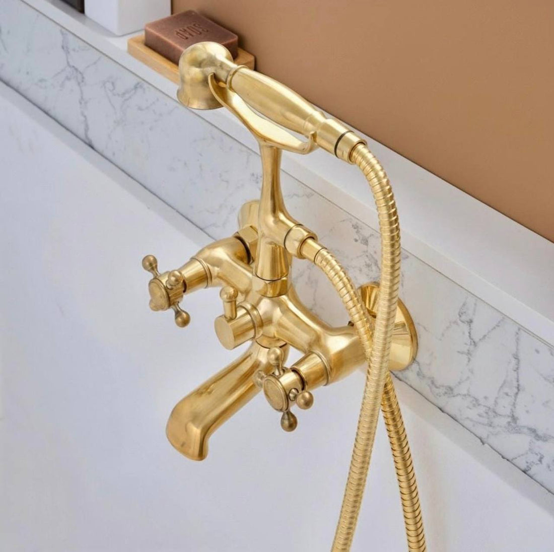 Tub Wall-Mount Telephone Faucet | Unlacquered Brass