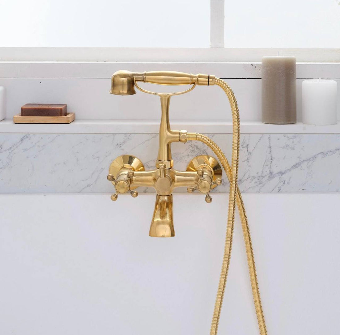 Tub Wall-Mount Telephone Faucet | Unlacquered Brass