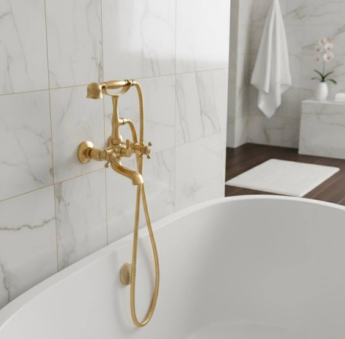 Tub Wall-Mount Telephone Faucet | Unlacquered Brass