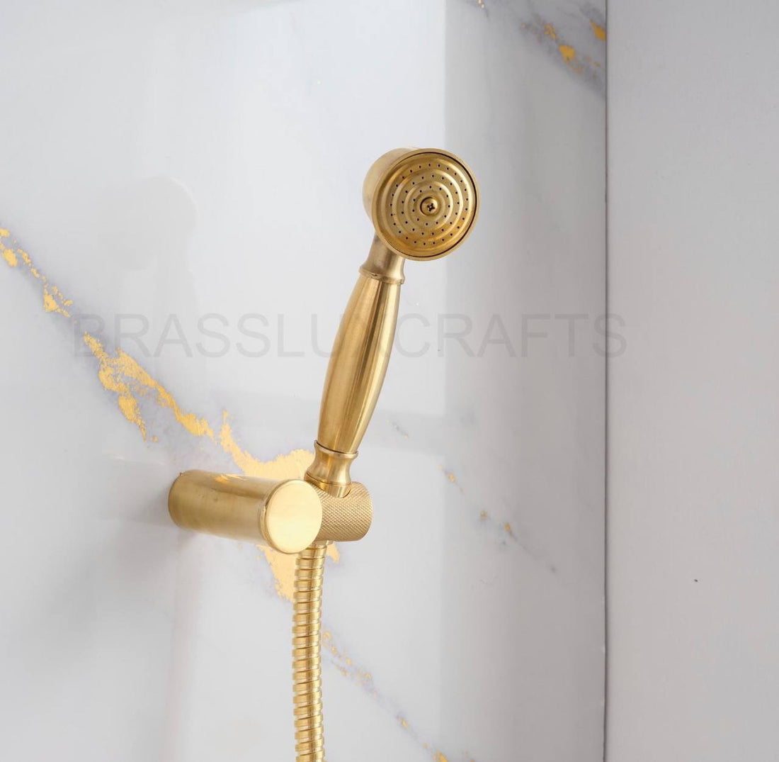 Auren Unlacquered Brass Clawfoot Tub Faucet | Hand Shower